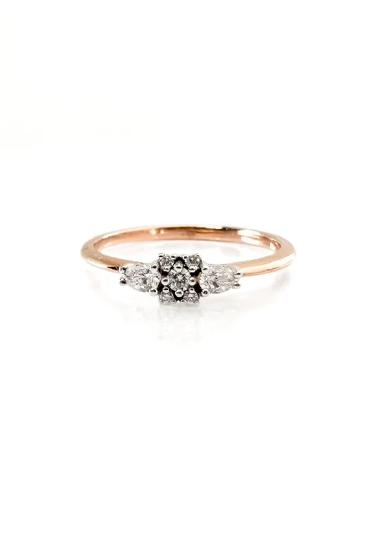 Drop 18K Rosegold & Whitegold Ring w. Diamonds