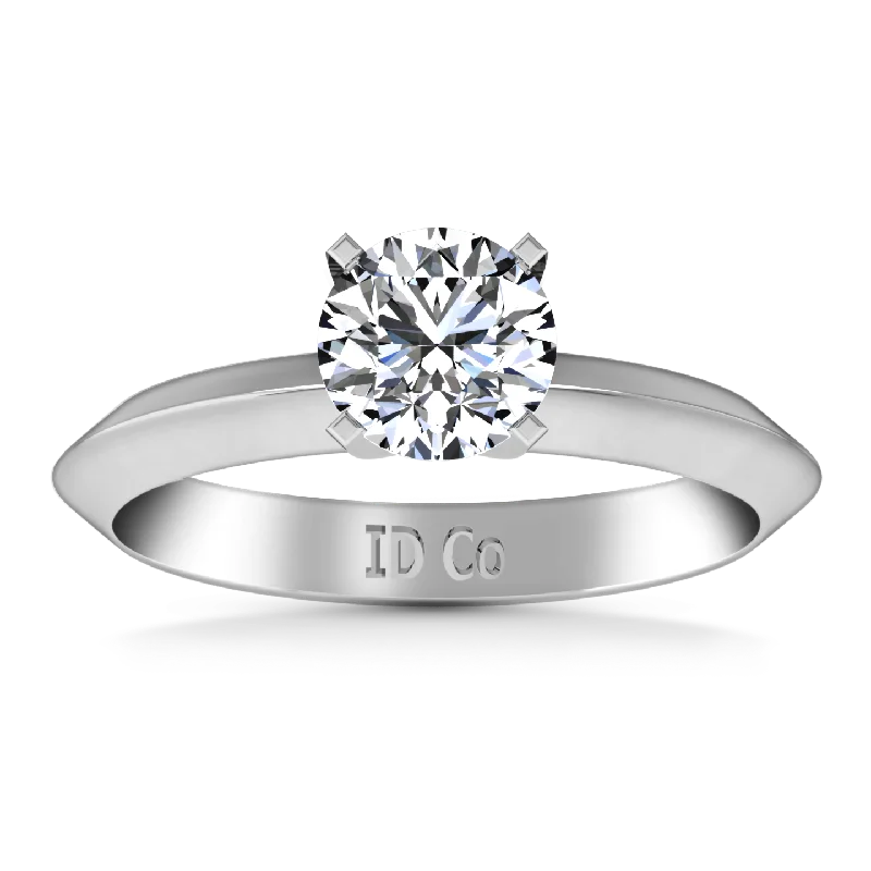 Solitaire Engagement Ring Knife Edge Round Diamond 14K White Gold