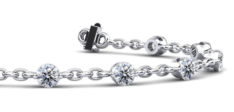 Sparkling Diamond And Chain Link Diamond Bracelet with 3.00 ct.(finished) 4mm