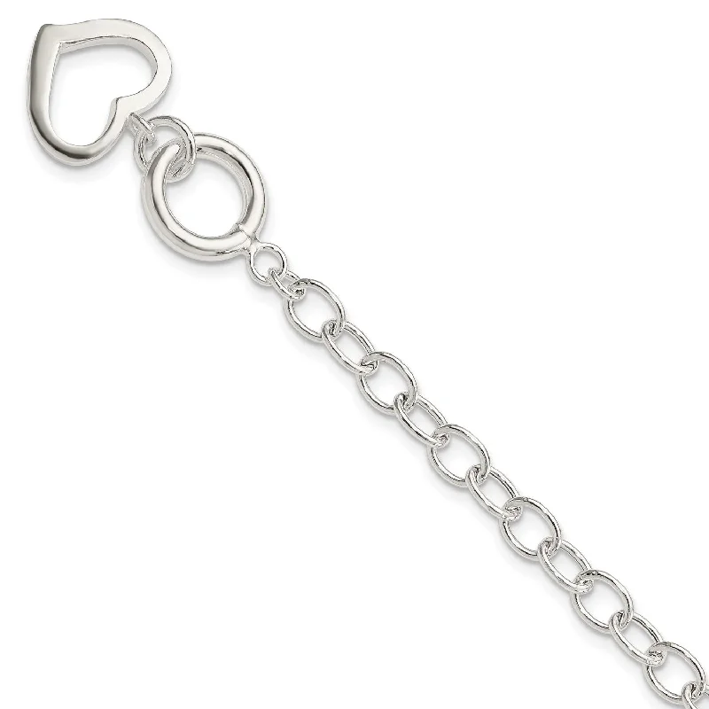 Sterling Silver 7.5-inch 5MM Heart Bracelet