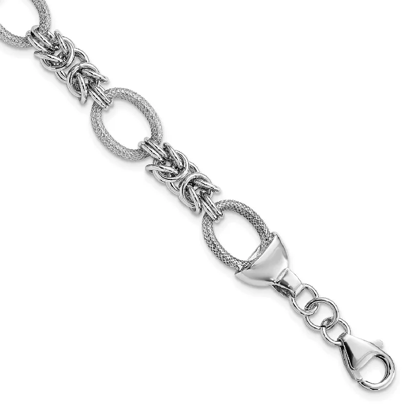 Sterling Silver 7.5-inch Lobster Clasp Fancy Bracelet