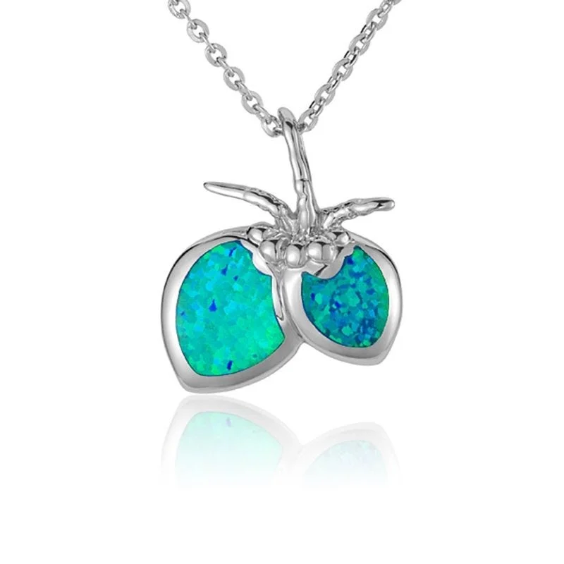 Sterling Silver Coconut Necklace with Opal Inlay