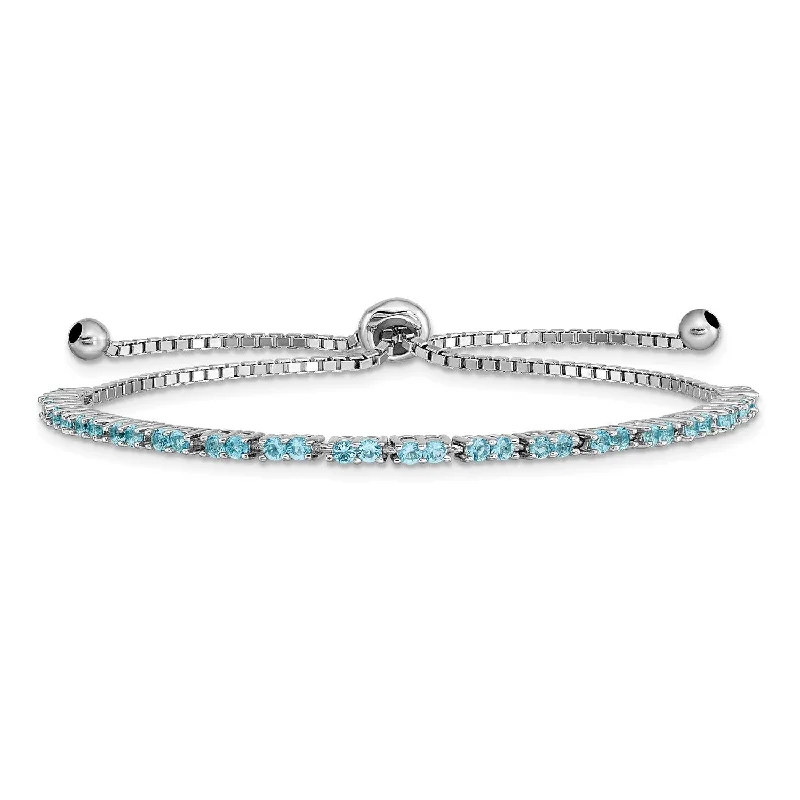 Sterling Silver Cubic Zirconia Bolo Birthstone Bracelet