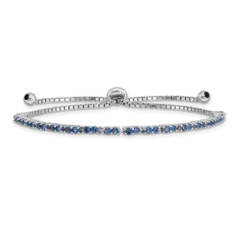 Sterling Silver Cubic Zirconia Bolo Birthstone Bracelet