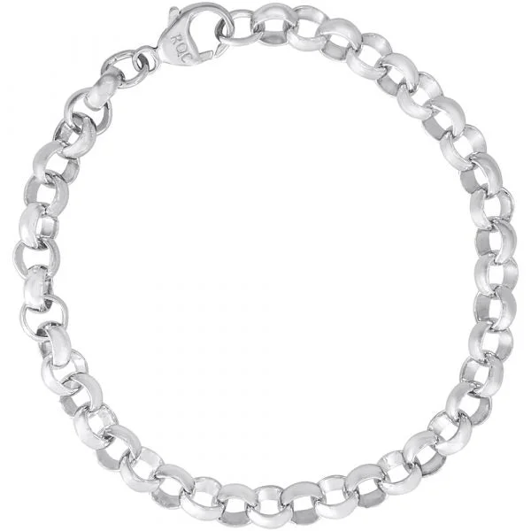 Sterling Silver Rolo Link Charm Bracelet