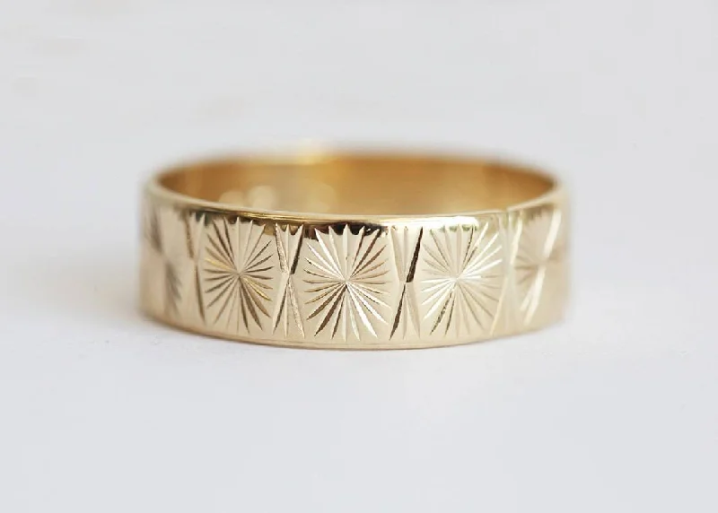 Textured Ring, Solid Gold Band Ring