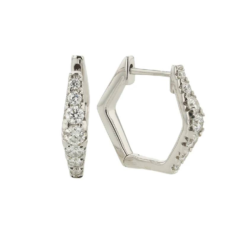 Luxury Gemstone Earrings "The Rory Hoop Earrings" 0.48CTTW 14KWG HEX HOOP