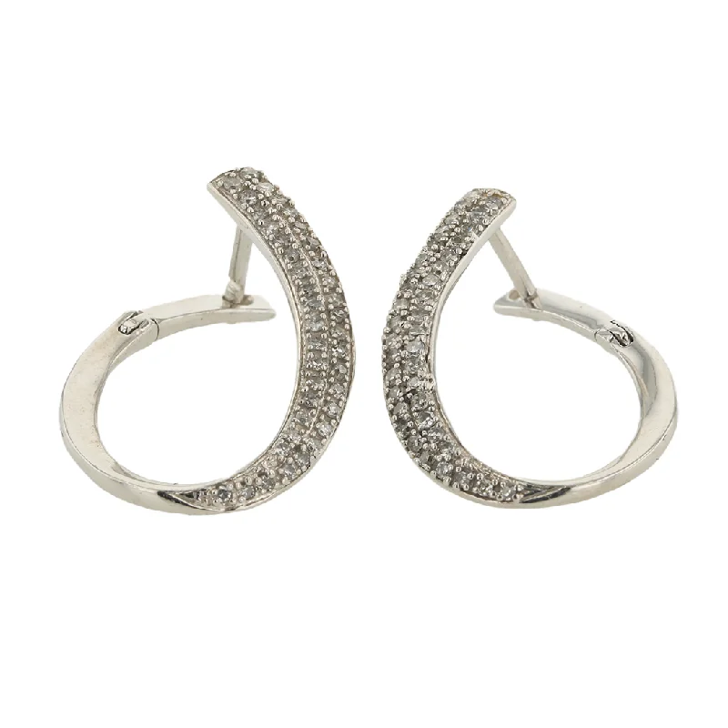 Handmade Wire Jewelry "The Waverly Diamond Hoop Earrings" 0.75CTTW RBS G/SI 14KWG PAVE SET