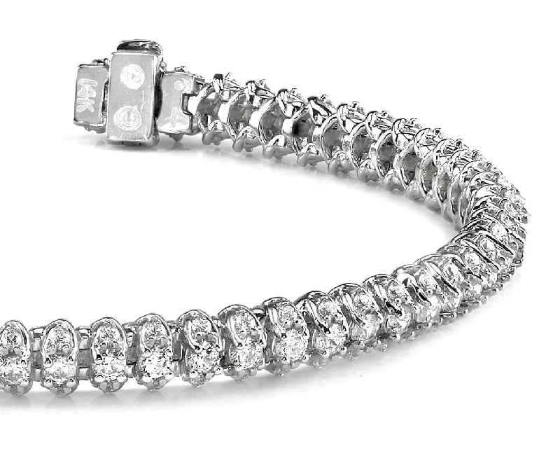 Three Row Diamond Scoop Link Diamond Bracelet with 4.21 ct.(finished) 1.25mm, 2.25mm