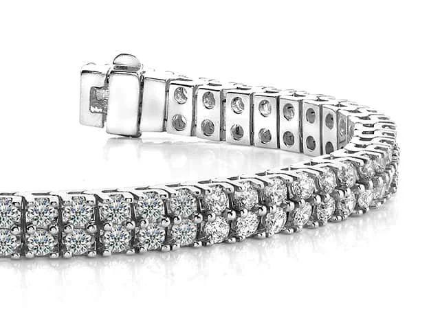 Timeless Two Row Diamond Tennis Diamond Bracelet with 4.08 ct.(finished) 1.9mm