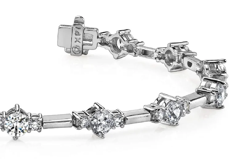 Two Tone Triple Diamond Bracelet with 4.03 ct.(finished) 2.2mm, 3.9mm