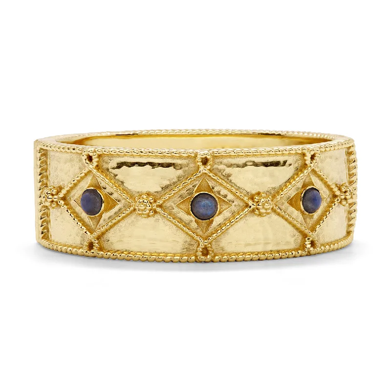 Victoria Hinged Bangle - Gold/Blue Labradorite