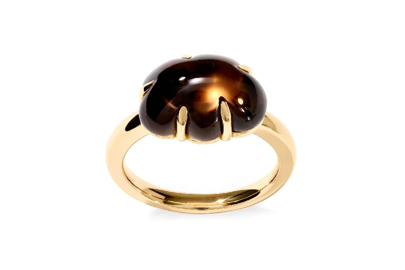 Cloud 18K Gold Ring w. Smokey Quartz