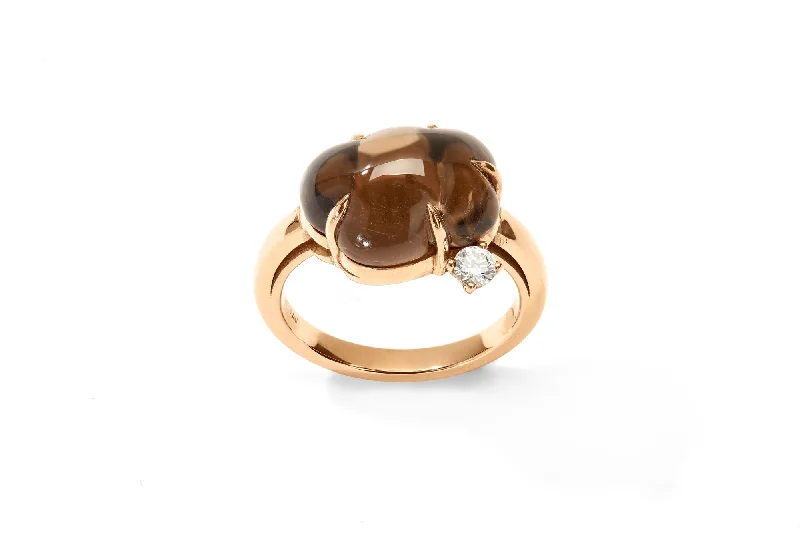 Cloud 18K Rosegold Ring w. Smokey Quartz & Diamond