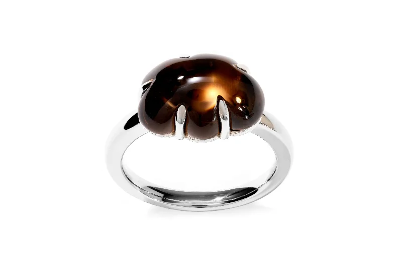 Cloud 18K Whitegold Ring w. Smokey Quartz