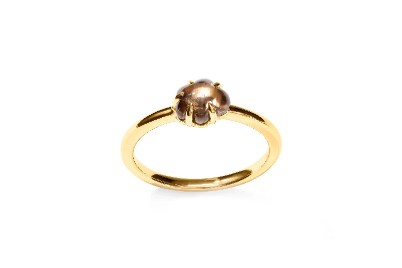 Mid Cloud 18K Gold Ring w. Smokey Quartz