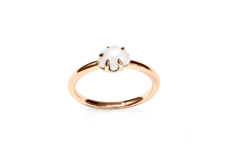 Mid Cloud 18K Rosegold Ring w. Milky Quartz