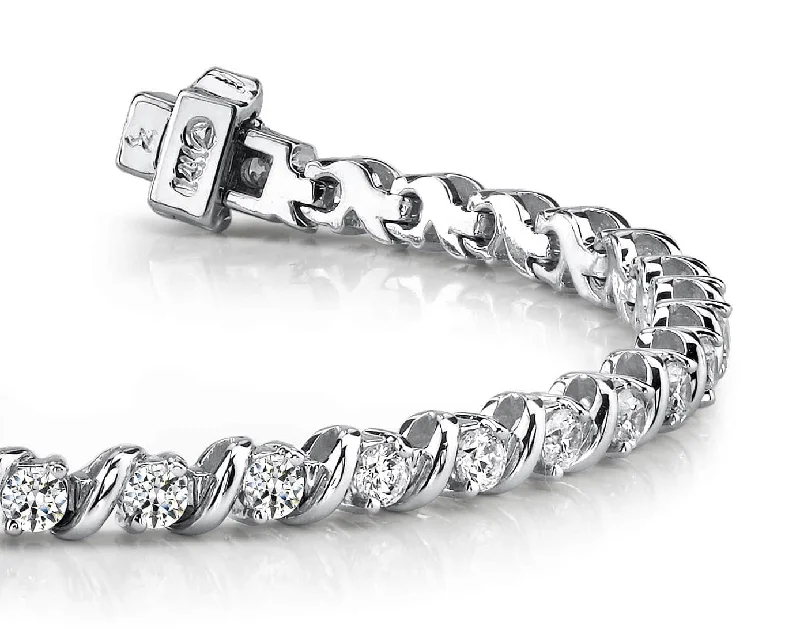 Wavy Hood Link Diamond  Tennis Bracelet with 4.08 ct.(finished) 3mm