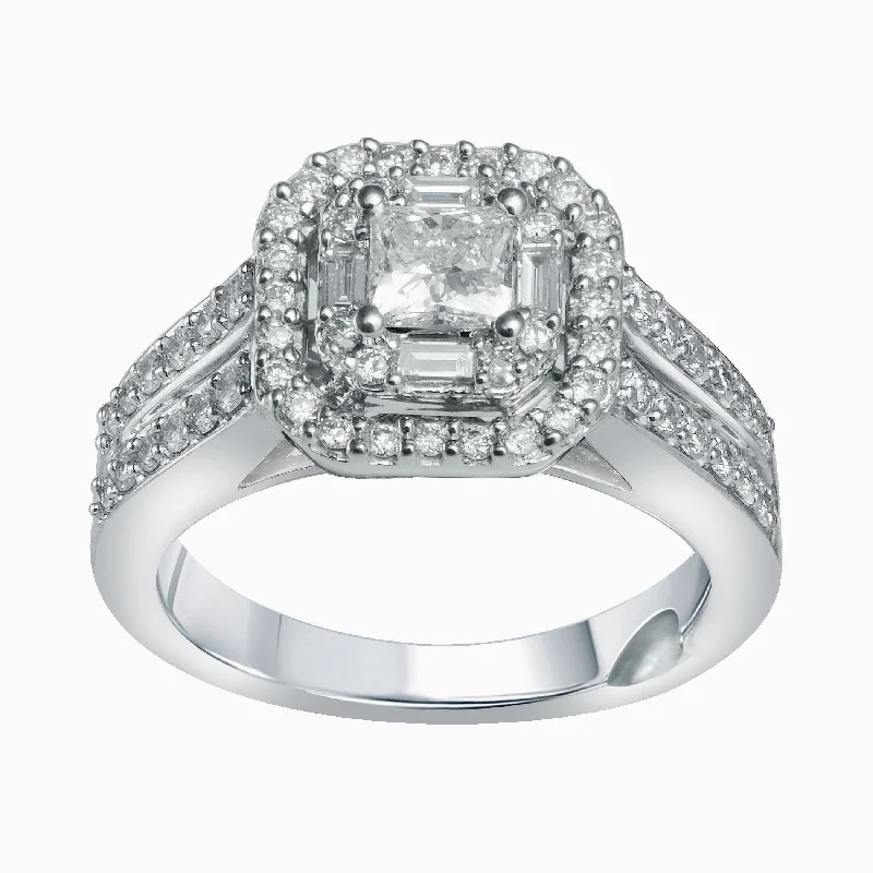 10K White Gold 0.75 Ctw Diamond Cushion ENGAGEMENT Ring