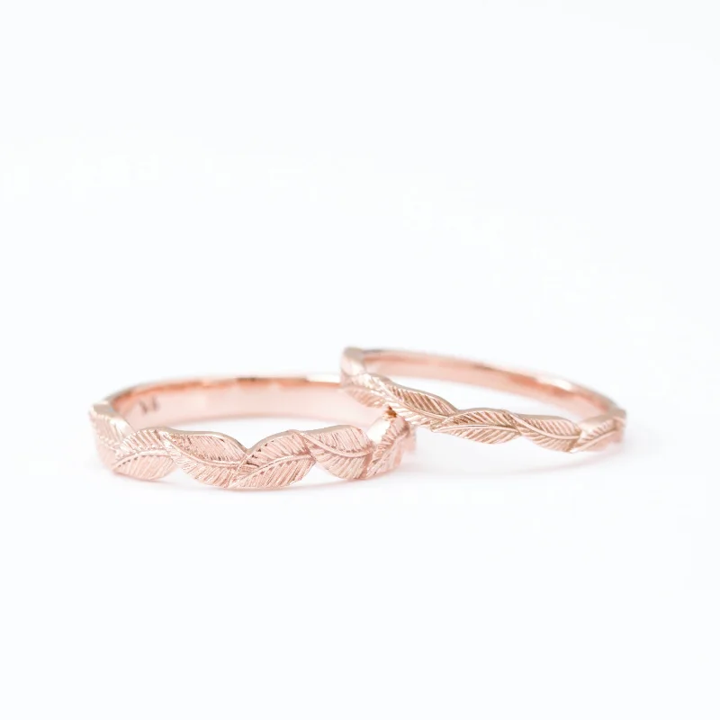 Wide Leaf Wedding Ring