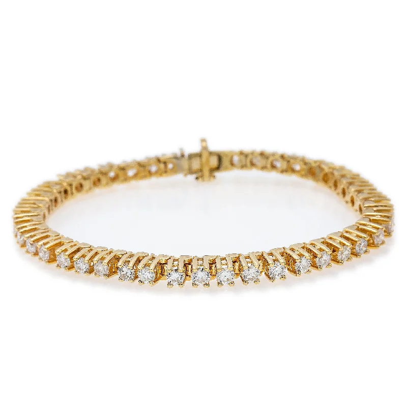 14K Yellow Gold Men's Tennis Bracelet With 8 CT Diamonds