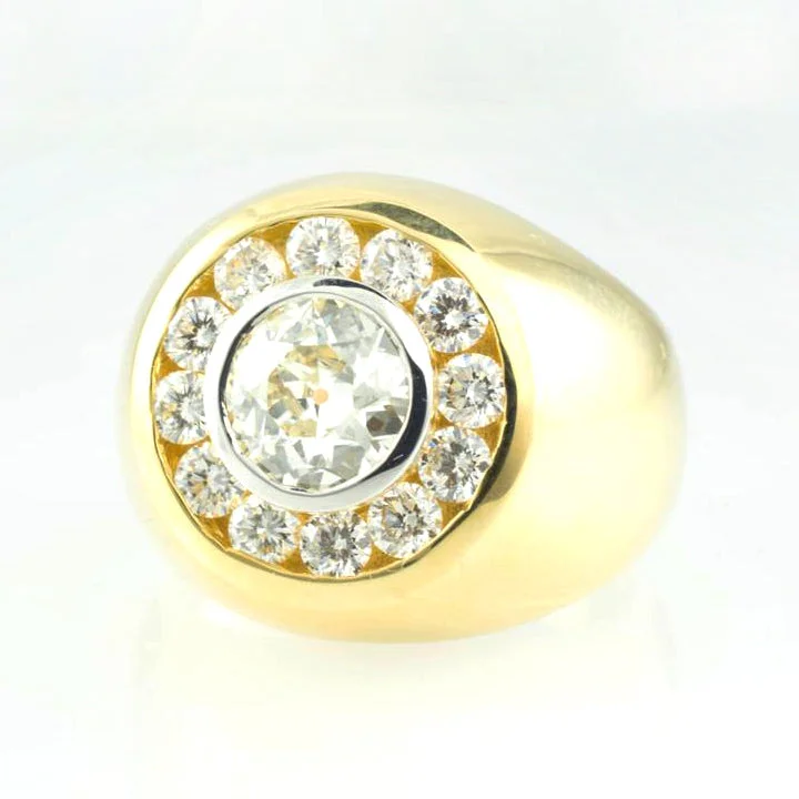 14 Kt Yellow Gold Custom Men's Diamond Ring