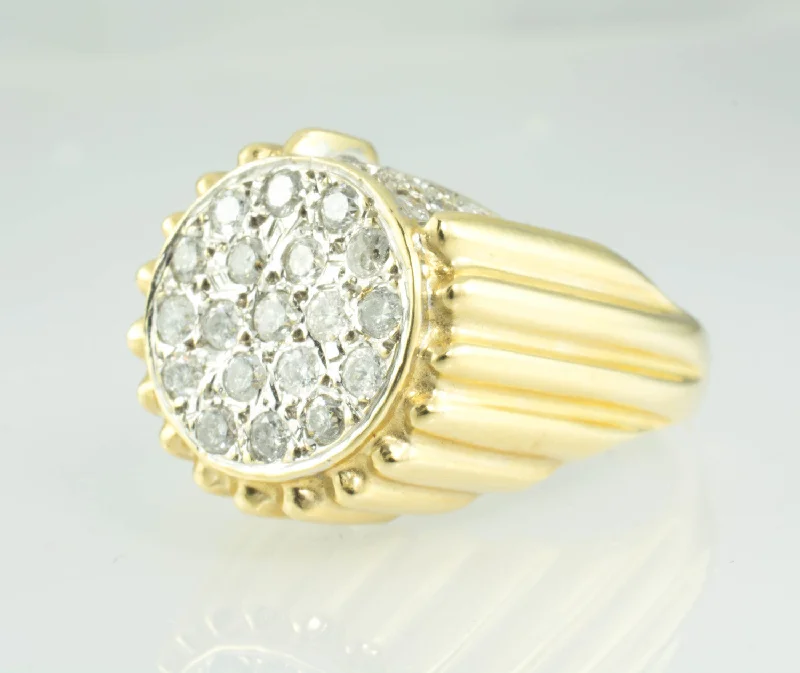 14 Kt Yellow Gold & Diamond Men's Ring